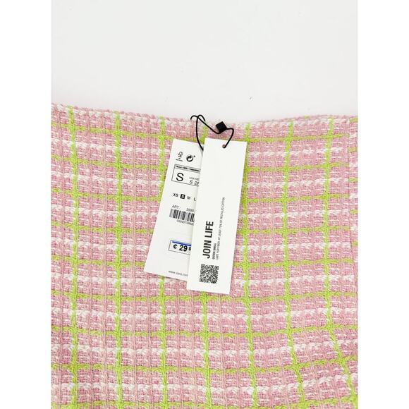 Zara tweed pink and green mini skort - size small - Picture 5 of 6